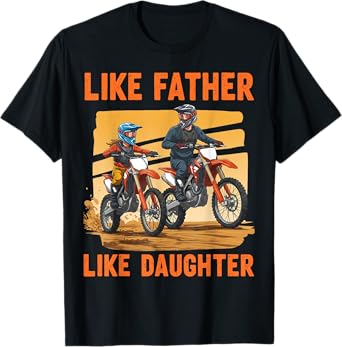 Like Father Daughter Dirt Bike Motocross Matching Graphic T-Shirt