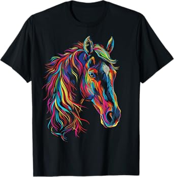 Horse Abstract Art Animal Colorful Graphic Motif Horse T-Shirt