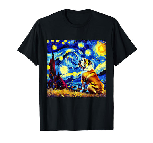 French Bulldog Van Gogh Starry Night Animal Frenchie Dog T-Shirt