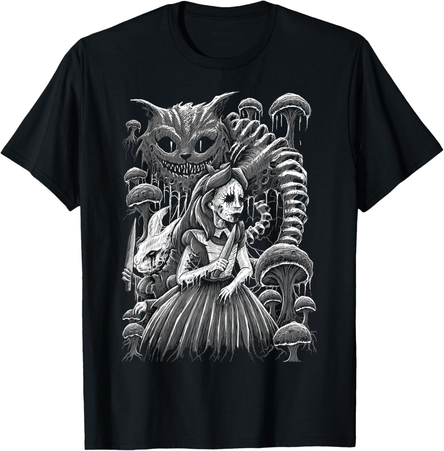 Alice In Wonderland Cheshire Cat Murderland Malice Rabbit T-Shirt