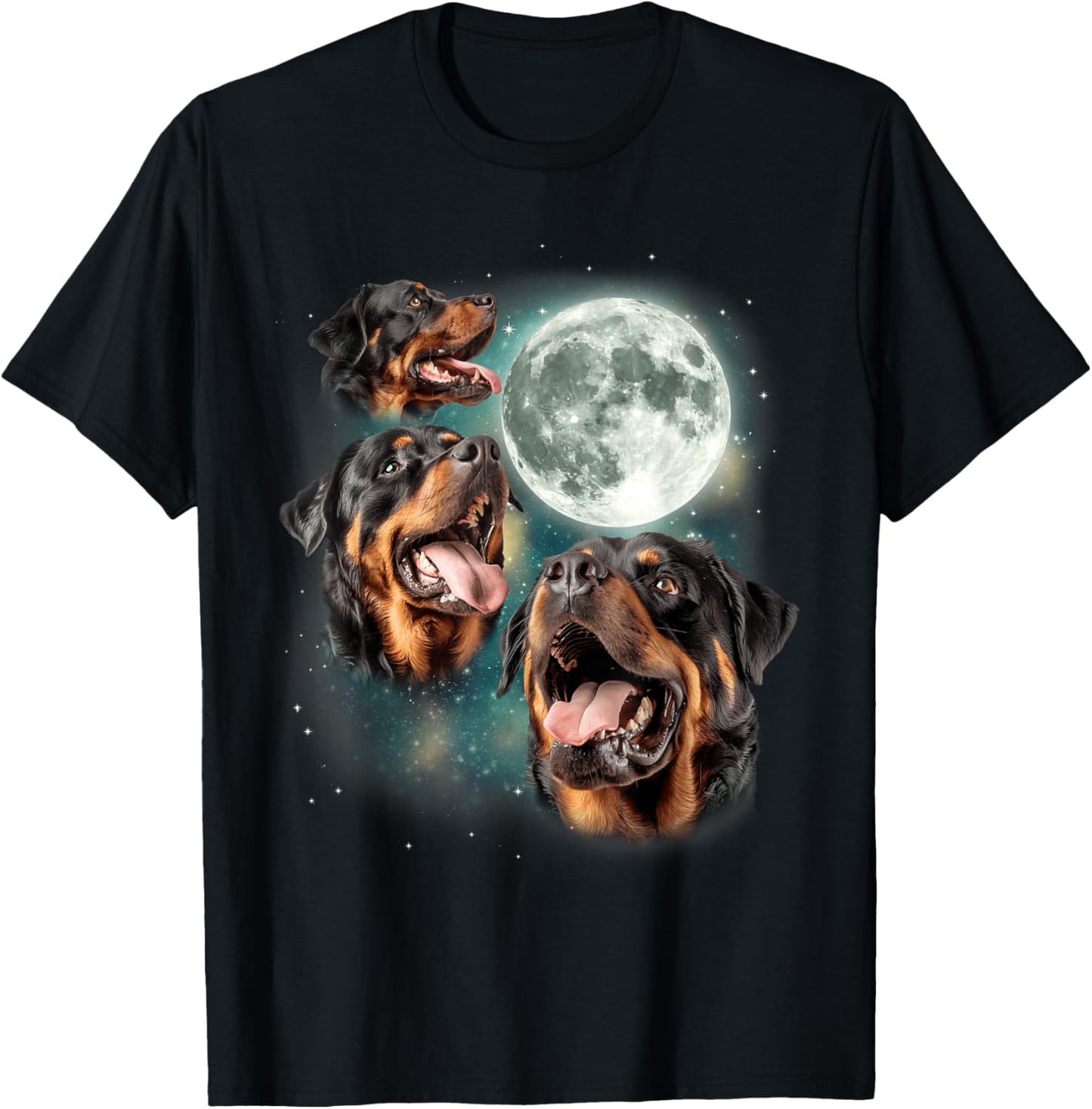 Three Rottweiler Moon | Rottie Lovers 3 Howling Dogs T-Shirt