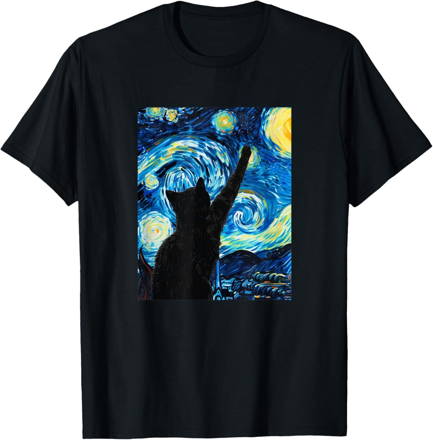 Van Gogh Starry Night Cat Lover Kitten T-Shirt