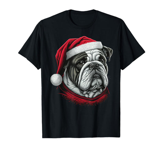 Xmas Bulldog Santa on Christmas Bulldog Men Women Kids T-Shirt