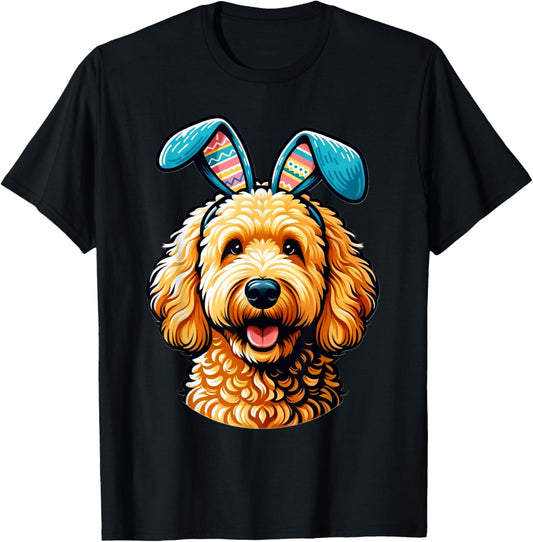 Easter Goldendoodle Dog Wearing Bunny Ears, Easter Dog T-Shirt