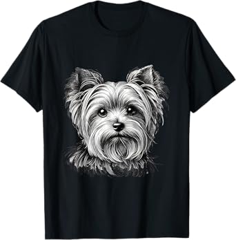 Yorkie Dog Face Illustration for Dog Lovers T-Shirt for Men Women