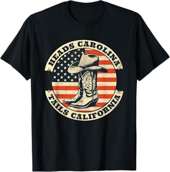 Heads Carolina Tail California Retro Vintage Country T-Shirt