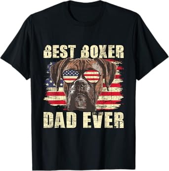 Best Boxer Dad Ever - USA Flag American Dog Animal Lover T-Shirt