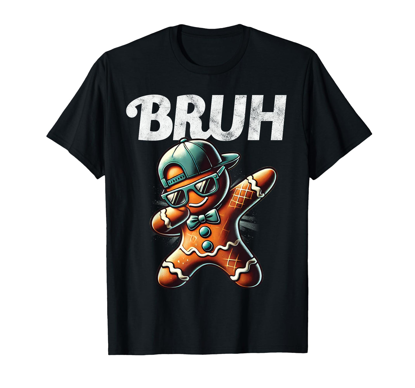 Bruh Meme Cool Gingerbread Dabbing Funny Christmas Boys Kids T-Shirt