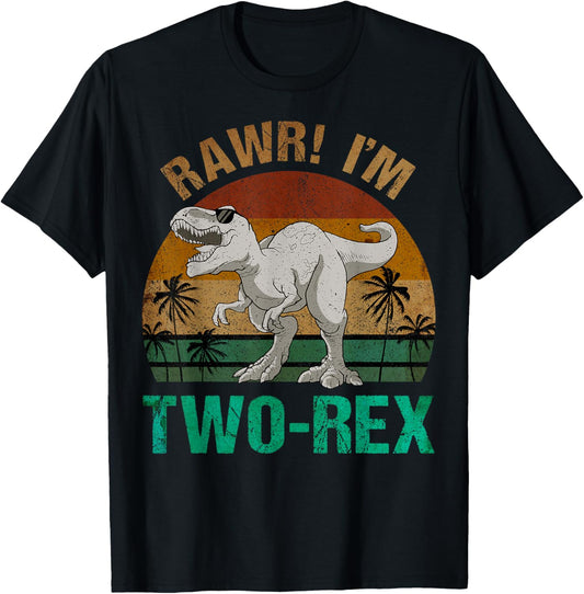 Rawr I’m Two Rex 2nd Birthday T-rex Dinosaur 2 Years Old T-Shirt