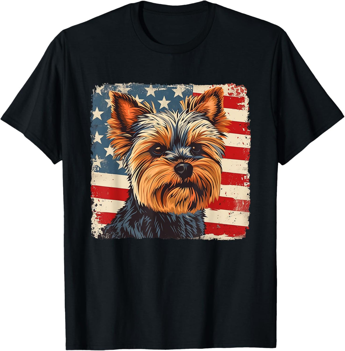 Yorkshire Terrier Dog America Flag Fourth of July T-shirt for Men Women Girls Kids