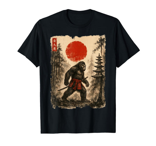 Samurai Bigfoot Japanese Vintage Sasquatch Ukiyo-e Funny T-Shirt