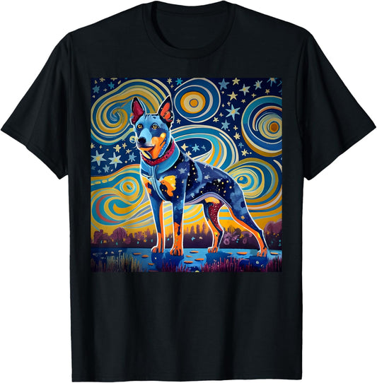 Aussie Dog Cattle Dog Blue Heeler Dog Art T-Shirt