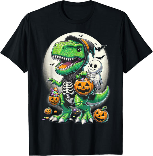 Halloween Funny T Rex Dinosaur Witch Boys Trick Treat T-Shirt