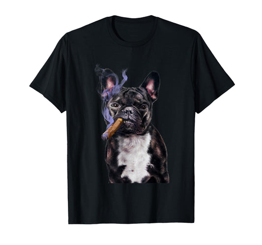 T-Shirt, Gangster French Bull Dog Smoking Cigar, Bad Dog T-Shirt for Men Women