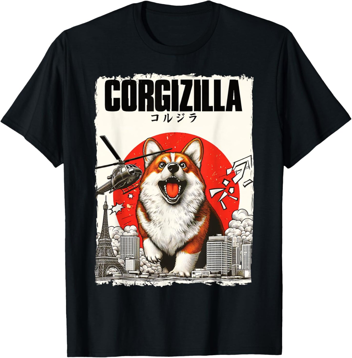 CorgiZilla Parody Japanese Art Corgi Dog Mom Dad Unisex Adult T-Shirt