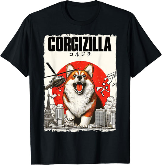 CorgiZilla Parody Japanese Art Corgi Dog Mom Dad Unisex Adult T-Shirt