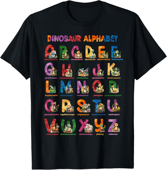 Cute Educational Dinosaur Alphabet ABC Baby Dino T-Shirt