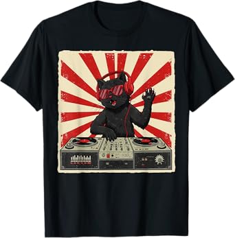 DJ Cat Disco Headphone Music Funny Gifts For Men Women Kid T-Shirt