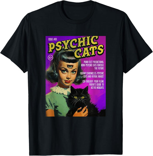 Psychic Cats 1950s Magazine Comic Cover T-Shirt