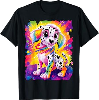 Dalmatian Puppy Dog Colorful Rainbow Vibrant Graphic Men Women Girls Kids T-Shirt