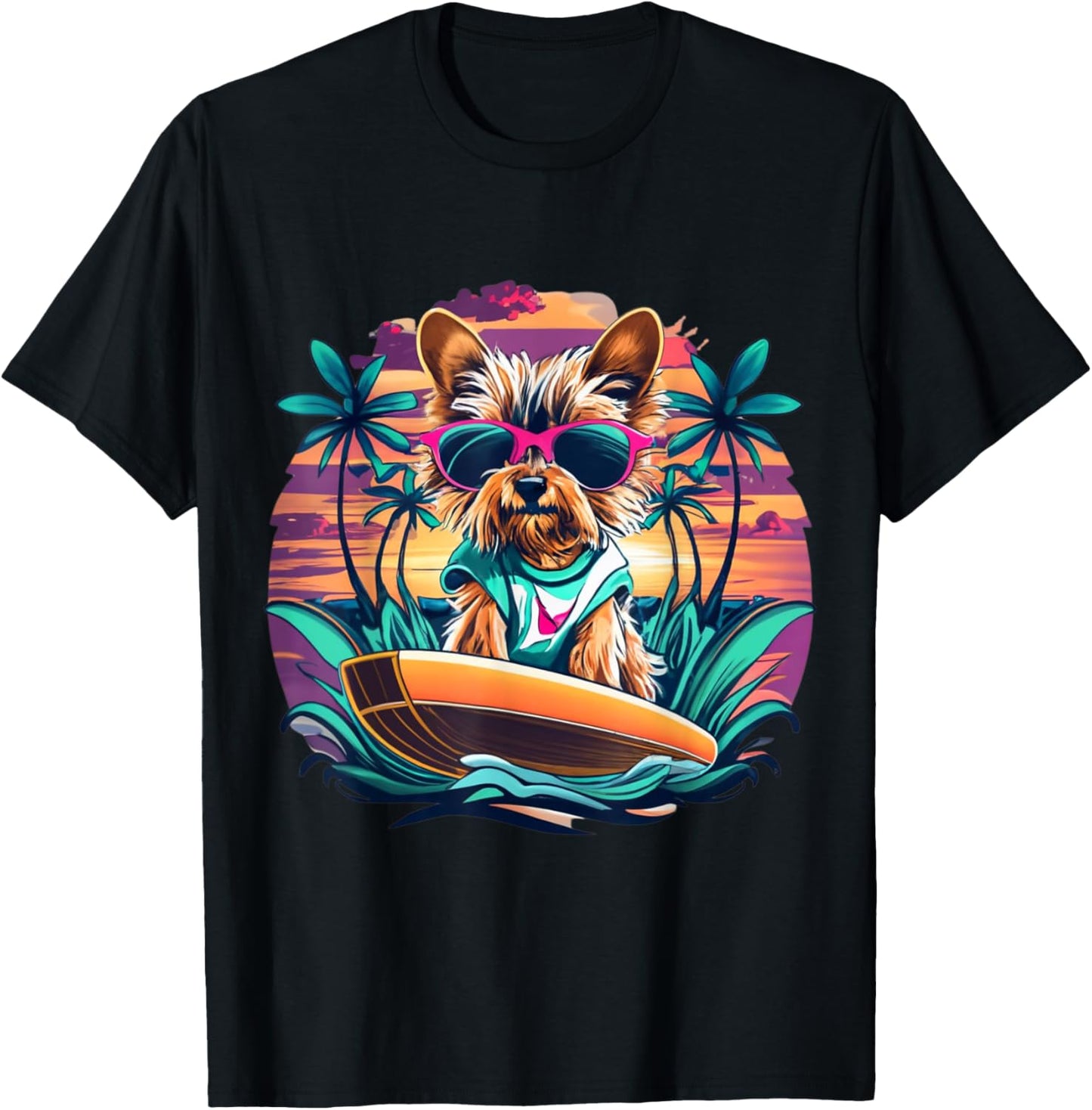 Surfing Yorkie: Catching Waves Cute Yorkie Dog Mom Funny T-Shirt