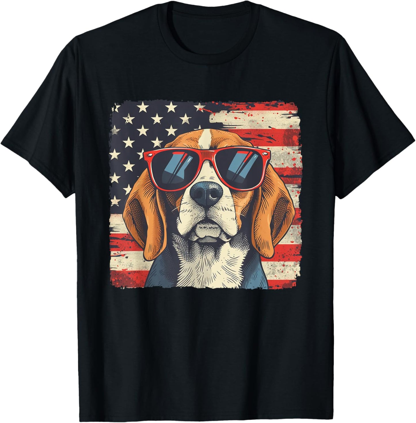 Patriotic Red White Blue Beagle Dog Tee Fourth of July Men T-Shirt