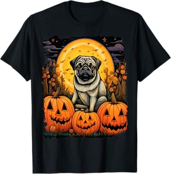 Dog Halloween Pug Men Women Kids T-Shirt