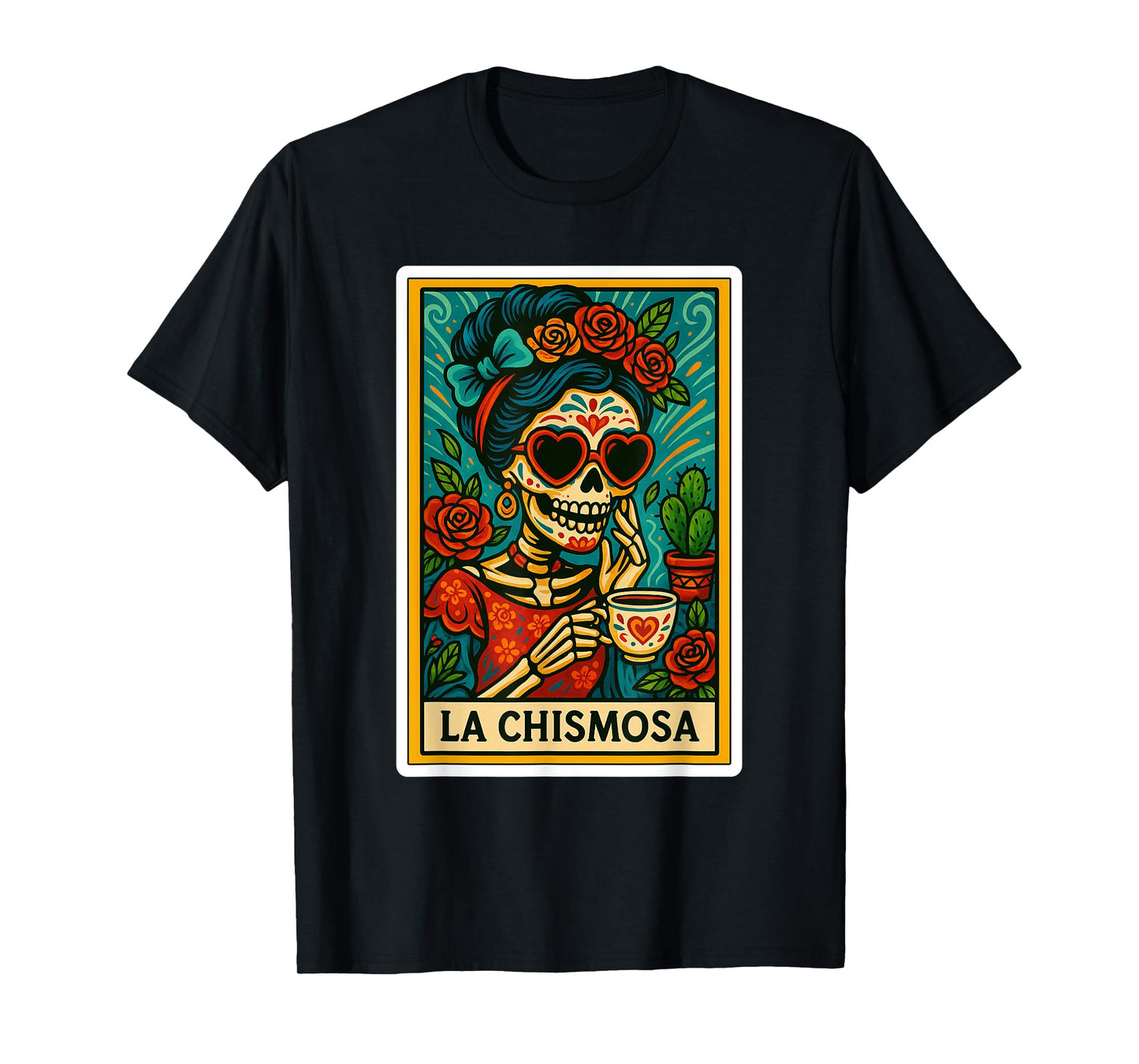 La Chismosa Spanish-Mexican Bingo Card Latinos Skeleton T-Shirt