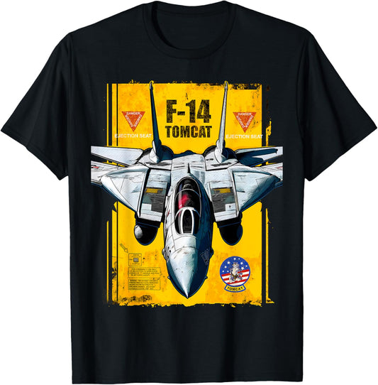 F-14 Tomcat Naval Fighter Jet Diagram Graphic T-Shirt