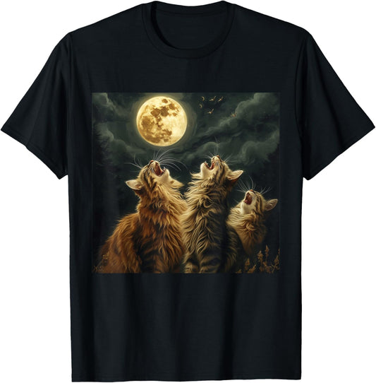 Maine Coon Howl At Moon Cat Lover T-Shirt