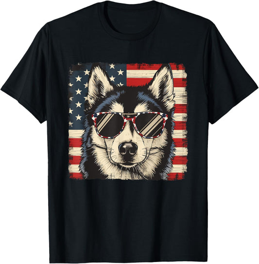 Siberian Husky Dog Patriotic Fourth of July Gift Women Men T-shirt