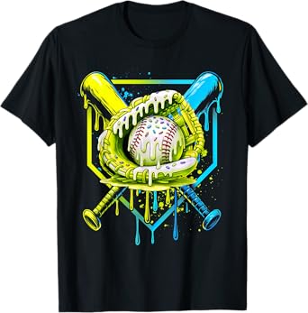 Baseball Drip For Boys Ice Cream Drip Youth Boys Baseball T-Shirt