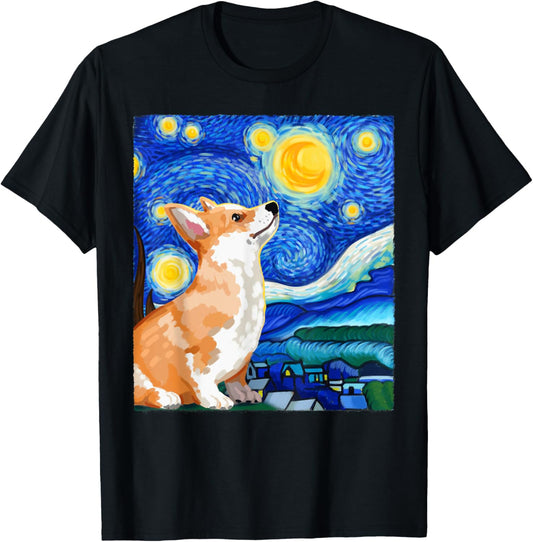 Corgi Dog, Dog Lover, Starry Night Dog, Corgi T-Shirt