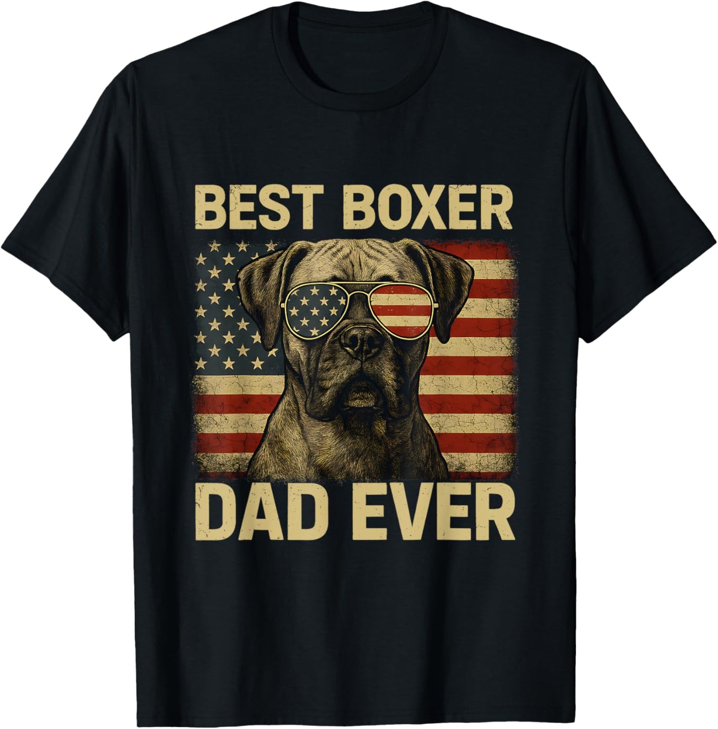 Best Boxer Dad Ever Tshirt Dog Lover American Flag T-Shirt