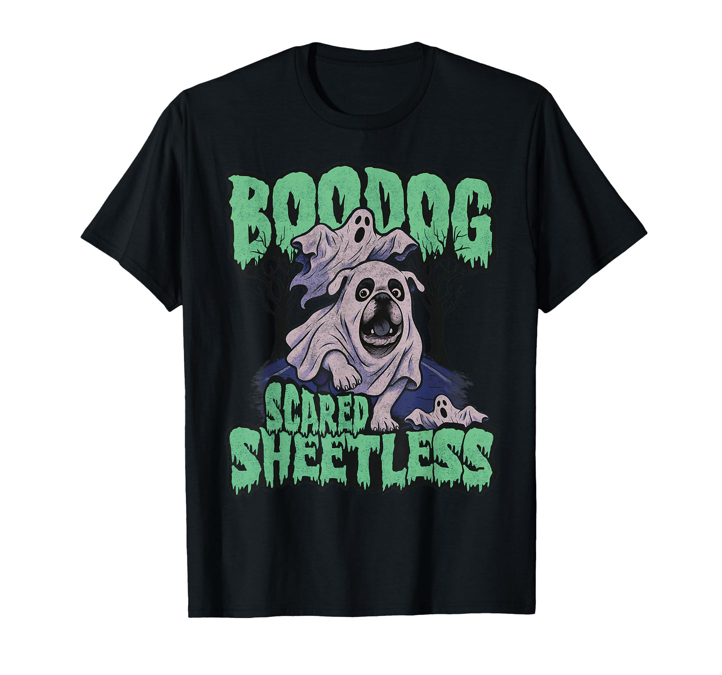 Funny Scared English Bulldog Halloween, Boodog Ghost Dog Mom T-Shirt