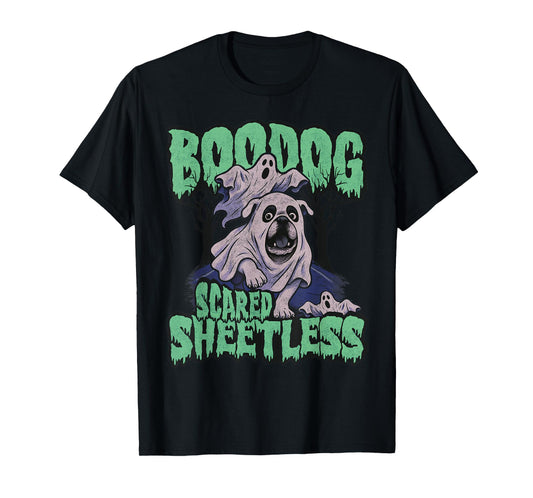 Funny Scared English Bulldog Halloween, Boodog Ghost Dog Mom T-Shirt