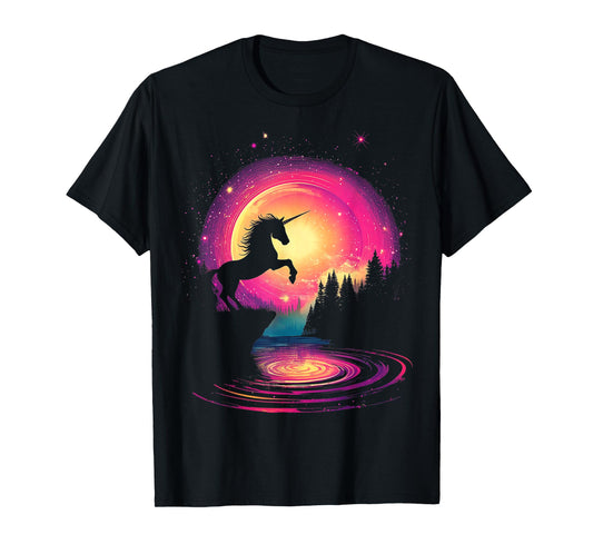 Unicorn Mythical Forest Motif Fantasy Art Unicorn T-Shirt