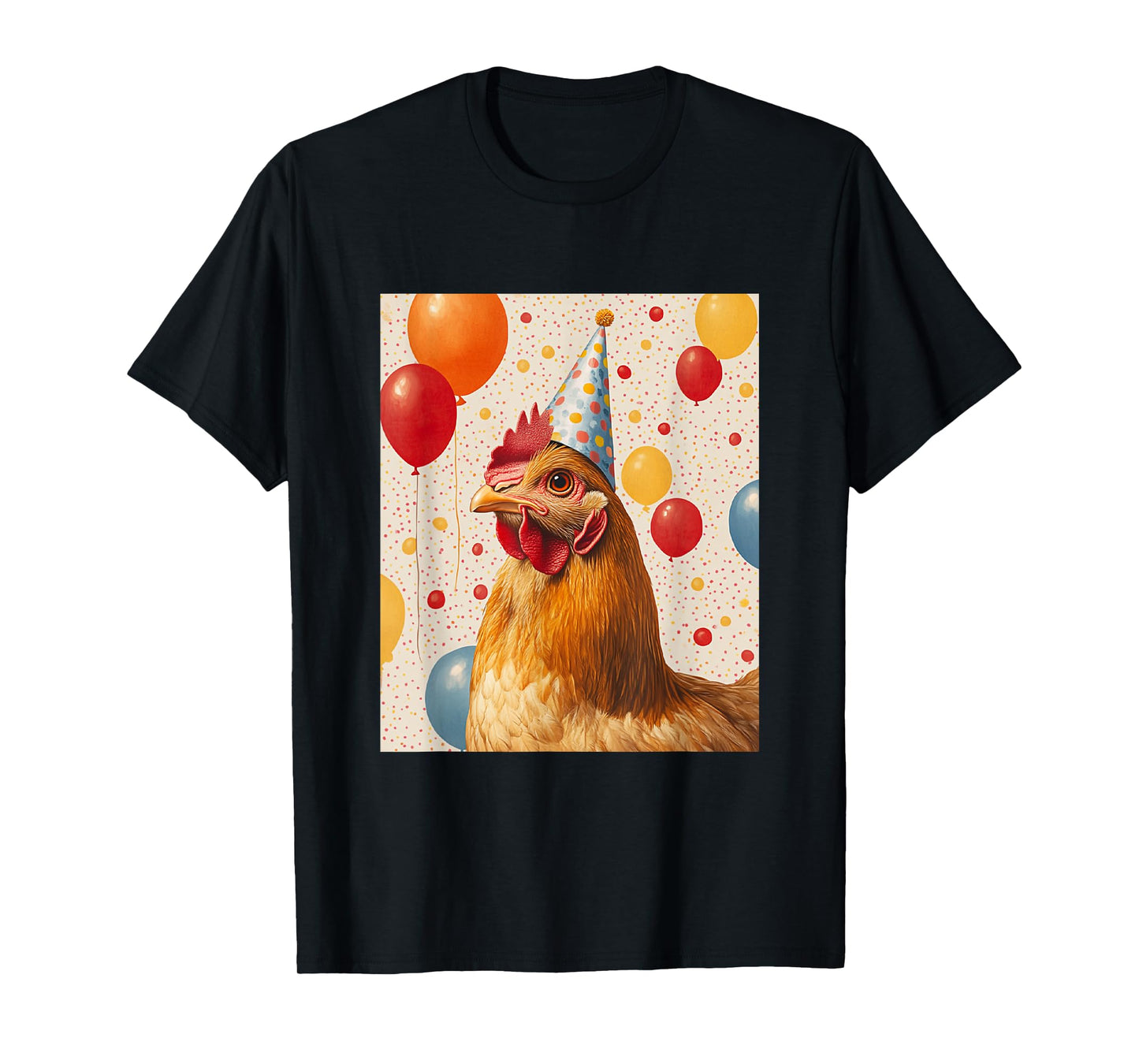 Chicken Retro Art Print Birthday Party Balloons & Party Hat T-Shirt