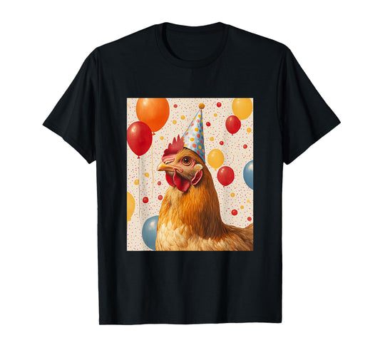 Chicken Retro Art Print Birthday Party Balloons & Party Hat T-Shirt