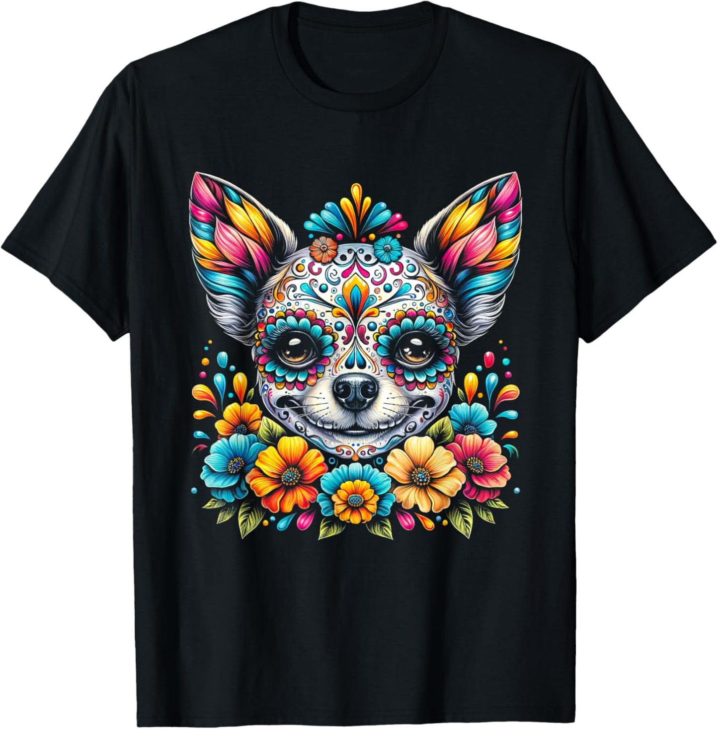 Cinco De Mayo Chihuahua Dog Sugar Skull Flower T-Shirt