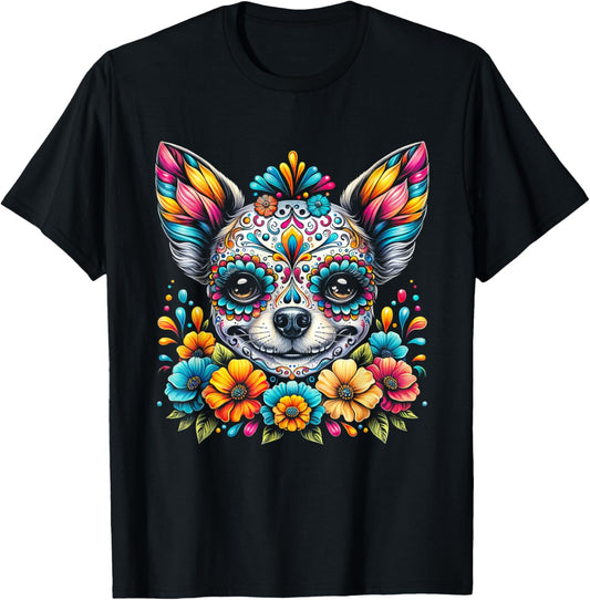 Cinco De Mayo Chihuahua Dog Sugar Skull Flower T-Shirt