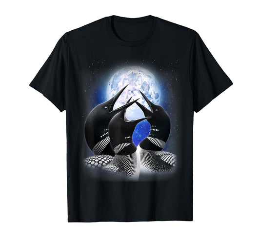3 Common Loon Howling At The Moon Funny Birdwatcher Birder T-Shirt