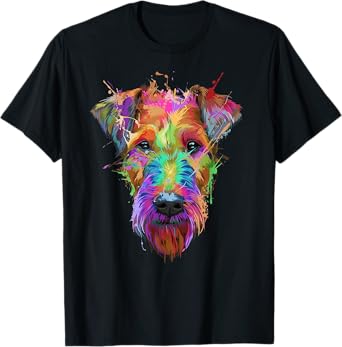 Cute Airedale Terrier Dog Colorful Pop Art Style Retro T-Shirt