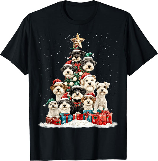 Miniature Schnauzer Christmas Tree Dog Santa Merry Dogmas T-Shirt