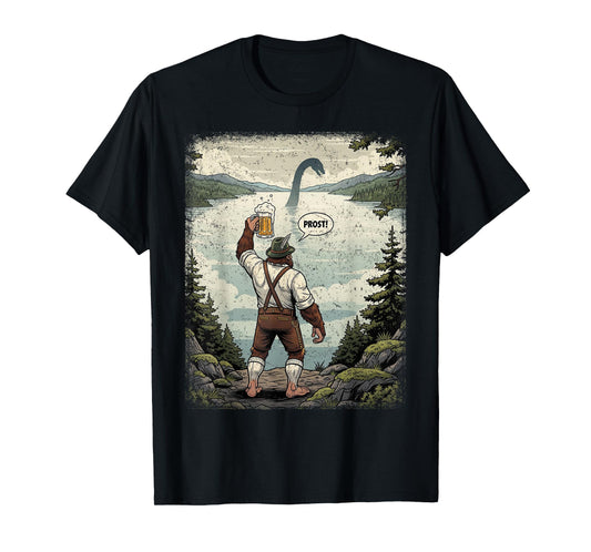 Funny German Bigfoot Loch Ness Monster Beer Cheers Man T-Shirt
