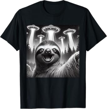 Sloth Selfie With Alien UFO Tee Funny Sloth Men Women Gifts T-Shirt