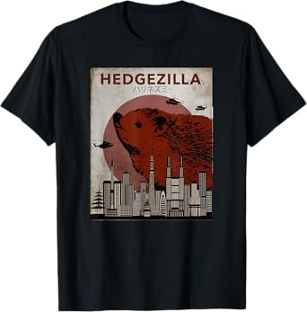Rare HedGZilla Movie Poster Style Graphic Hedgehog Art T-Shirt
