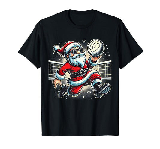 Santa Playing Volleyball Lovers Boys Girls Kids Christmas T-Shirt