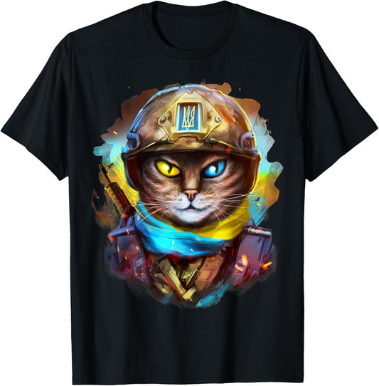 Peace in Ukraine Cat Soldier Stand with Ukraine Zelensky UK T-Shirt