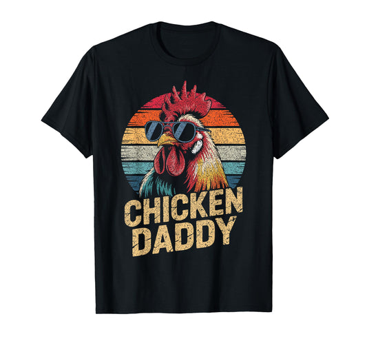Men Chicken Daddy Vintage Rooster Poultry Farmer Fathers Day T-Shirt